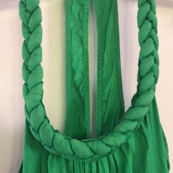 Calypso- Christiane Celle size M raw silk vibrant green twist dress w pockets. - Picture 4 of 11